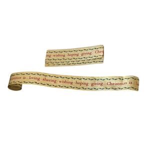 Vintage Christmas Paper Ribbon Holly Border Mid Century Holiday Gift Wrap Bow